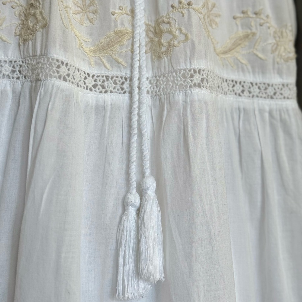 JOIE 100% Cotton Sleeveless Tiered Embroidered Long Length Midi Dress - S/M - Picture 7 of 14
